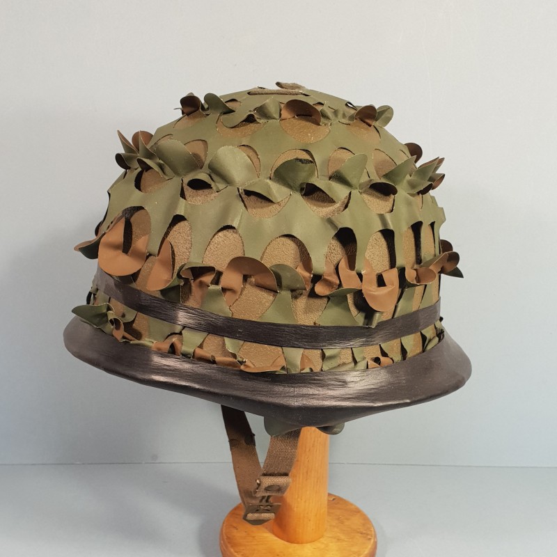 CASQUE FRANCAIS MODELE 1951 AVEC CAMOUFLAGE SALADE MARQUAGE LOURD CARPENTIER 1952 ET LINER THIBAULT 1952